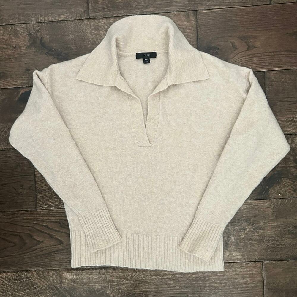 Jcrew merino wool knit Collar v Neck Sweater XXS Beige women’s